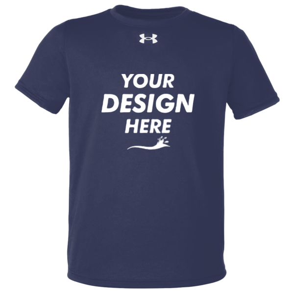 Under Armour Youth Tech™ Team T-Shirt, Midnight Navy / White, Front view, Mockup