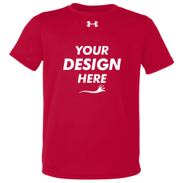 Under Armour Youth Tech™ Team T-Shirt, Red / White, Front view, Mockup