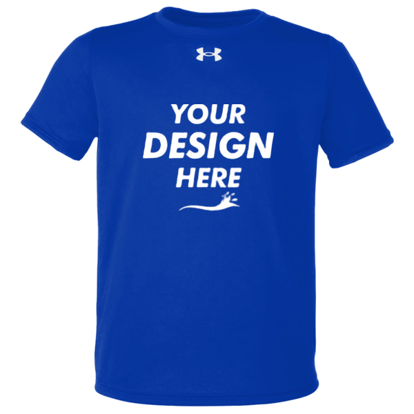 Under Armour Youth Tech™ Team T-Shirt, Royal / White, Front view, Mockup