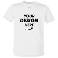 Under Armour Youth Tech™ Team T-Shirt, White / Mod Grey, Front view, Mockup