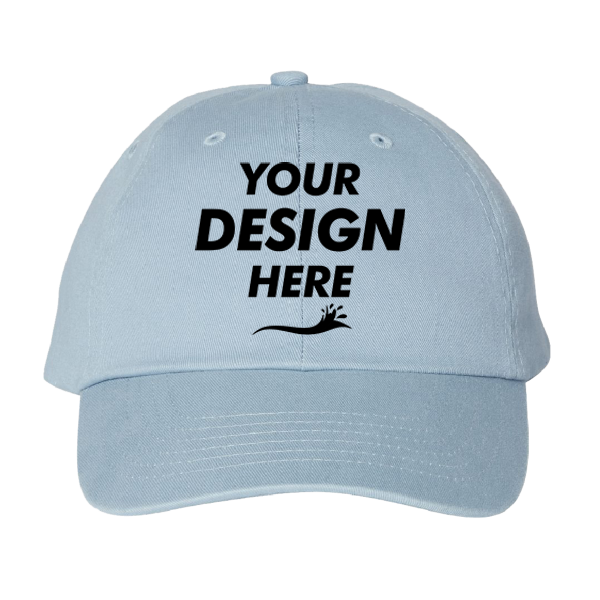 Valucap Bio-Washed Classic Dad Hat, Baby Blue / Baby Blue / Baby Blue, Front view, Mockup