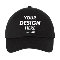 Valucap Bio-Washed Classic Dad Hat, Black / Black / Black, Front view, Mockup