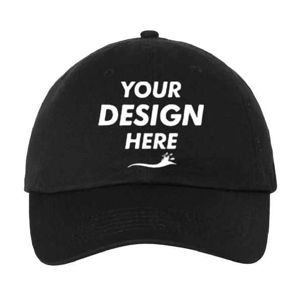 Valucap Bio-Washed Classic Dad Hat, Black / Black / Black, Front view, Mockup