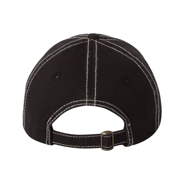 Valucap Bio-Washed Classic Dad Hat, Black / Stone Stitch / Stone Stitch, Back view