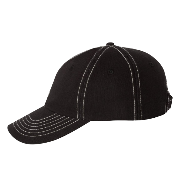 Valucap Bio-Washed Classic Dad Hat, Black / Stone Stitch / Stone Stitch, Left Side view