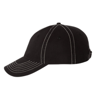 Valucap Bio-Washed Classic Dad Hat, Black / Stone Stitch / Stone Stitch, Left Side view