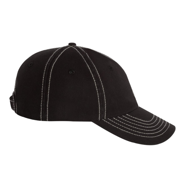 Valucap Bio-Washed Classic Dad Hat, Black / Stone Stitch / Stone Stitch, Right Side view
