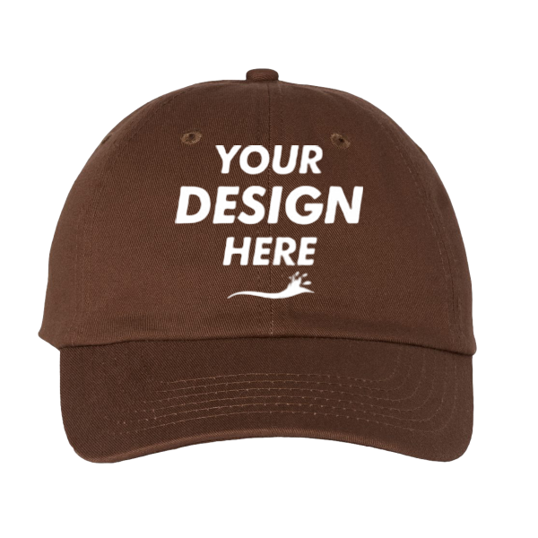 Valucap Bio-Washed Classic Dad Hat, Brown / Brown / Brown, Front view, Mockup