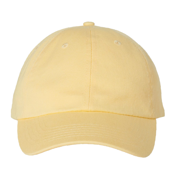 Valucap Bio-Washed Classic Dad Hat, Butter / Butter / Butter, Front view