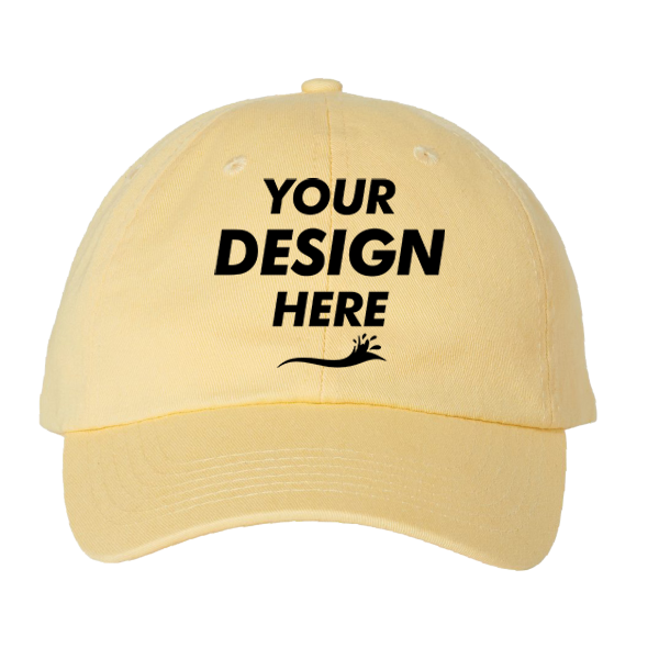 Valucap Bio-Washed Classic Dad Hat, Butter / Butter / Butter, Front view, Mockup