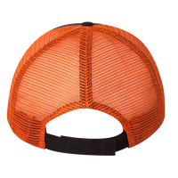 Valucap Bio-Washed Trucker Cap, Black / Orange, Back view