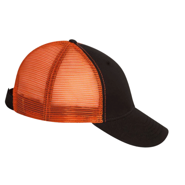 Valucap Bio-Washed Trucker Cap, Black / Orange, Right Side view