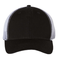 Valucap Bio-Washed Trucker Cap, Black / White, Front view