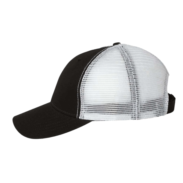 Valucap Bio-Washed Trucker Cap, Black / White, Left Side view