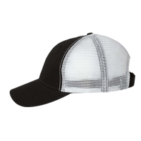 Valucap Bio-Washed Trucker Cap, Black / White, Left Side view