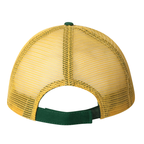 Valucap Bio-Washed Trucker Cap, Dark Green / Gold, Back view