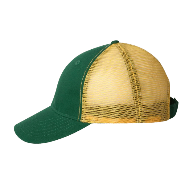 Valucap Bio-Washed Trucker Cap, Dark Green / Gold, Left Side view