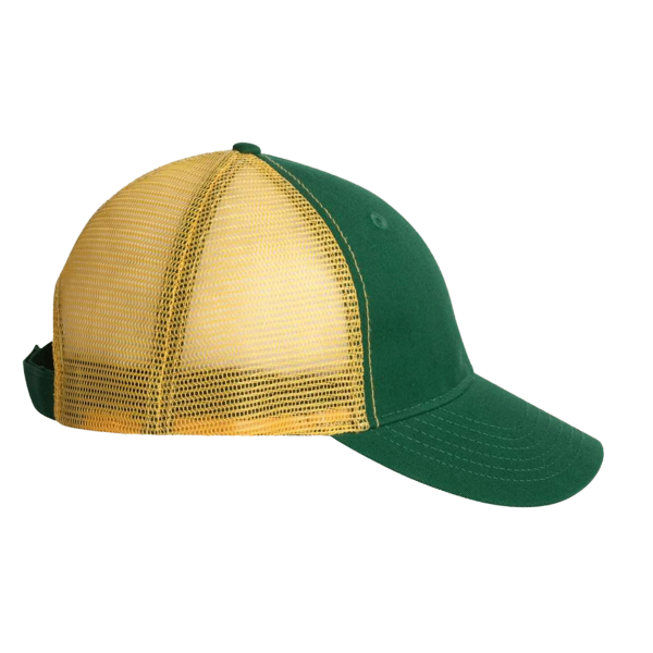 Valucap Bio-Washed Trucker Cap, Dark Green / Gold, Right Side view