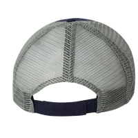 Valucap Bio-Washed Trucker Cap, Navy / Grey, Back view