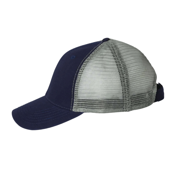 Valucap Bio-Washed Trucker Cap, Navy / Grey, Left Side view