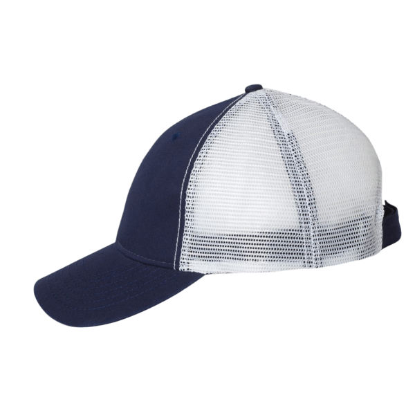 Valucap Bio-Washed Trucker Cap, Navy / White, Left Side view