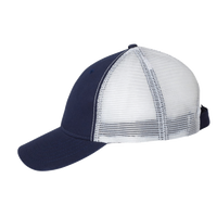 Valucap Bio-Washed Trucker Cap, Navy / White, Left Side view