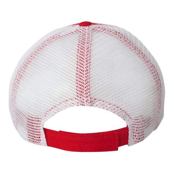 Valucap Bio-Washed Trucker Cap, Red / White, Back view