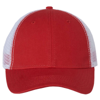 Valucap Bio-Washed Trucker Cap, Red / White, Front view