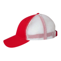Valucap Bio-Washed Trucker Cap, Red / White, Left Side view