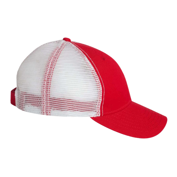 Valucap Bio-Washed Trucker Cap, Red / White, Right Side view