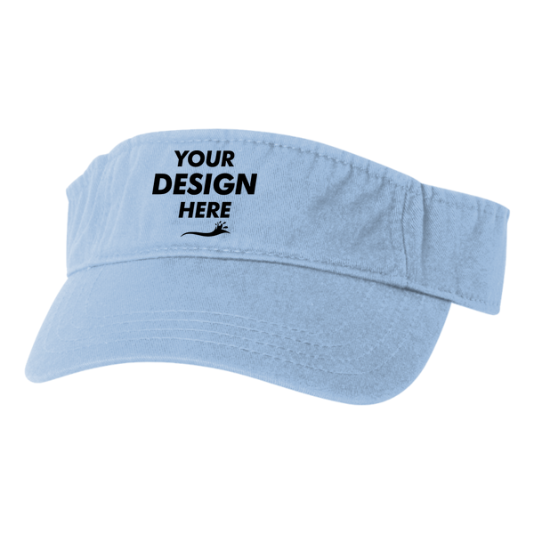 Valucap Bio-Washed Visor, Baby Blue / Baby Blue, Front view, Mockup