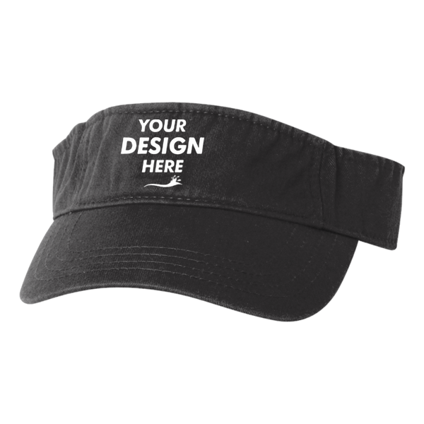 Valucap Bio-Washed Visor, Black / Black, Front view, Mockup