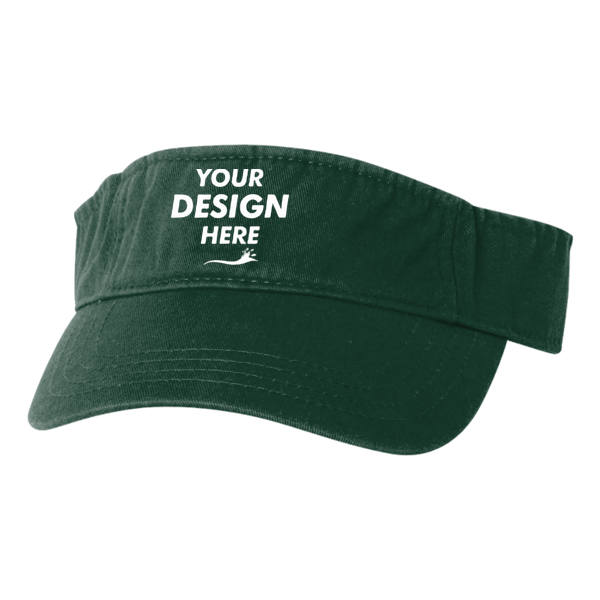Valucap Bio-Washed Visor, Forest / Forest, Front view, Mockup