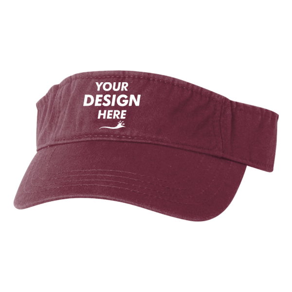 Valucap Bio-Washed Visor, Maroon / Maroon, Front view, Mockup