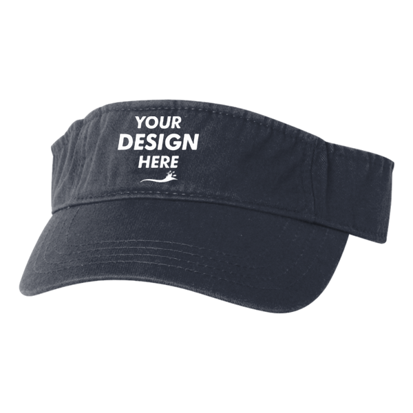 Valucap Bio-Washed Visor, Navy / Navy, Front view, Mockup