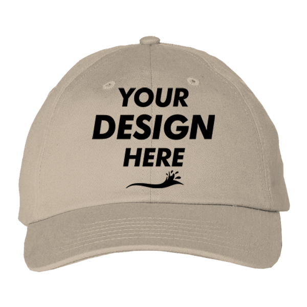 Valucap Brushed Twill Cap, Khaki, Front view, Mockup