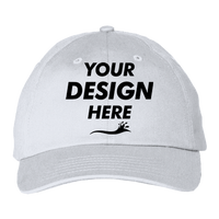 Valucap Brushed Twill Cap, White, Front view, Mockup