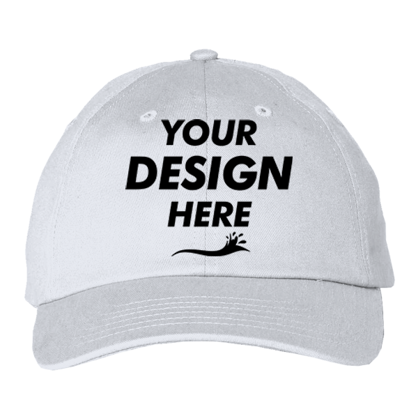 Valucap Brushed Twill Cap, White, Front view, Mockup