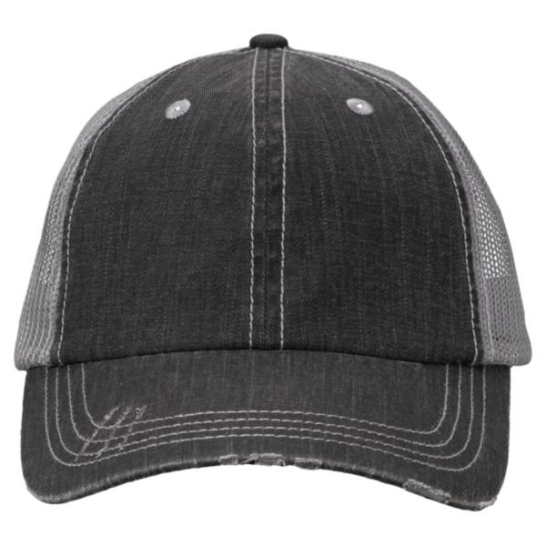 Valucap Contrast Stitch Cap, Black / Grey, Front view