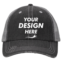 Valucap Contrast Stitch Cap, Black / Grey, Front view, Mockup