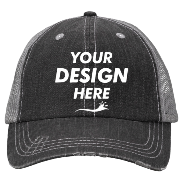 Valucap Contrast Stitch Cap, Black / Grey, Front view, Mockup