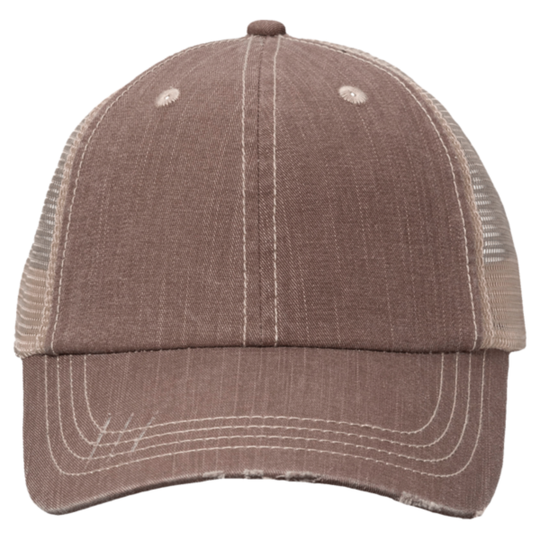 Valucap Contrast Stitch Cap, Brown / Khaki, Front view