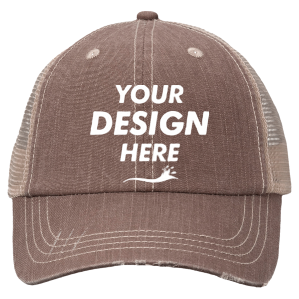 Valucap Contrast Stitch Cap, Brown / Khaki, Front view, Mockup
