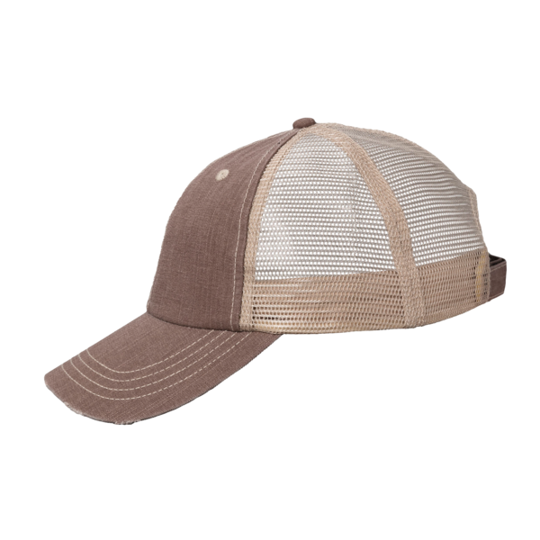Valucap Contrast Stitch Cap, Brown / Khaki, Left Side view