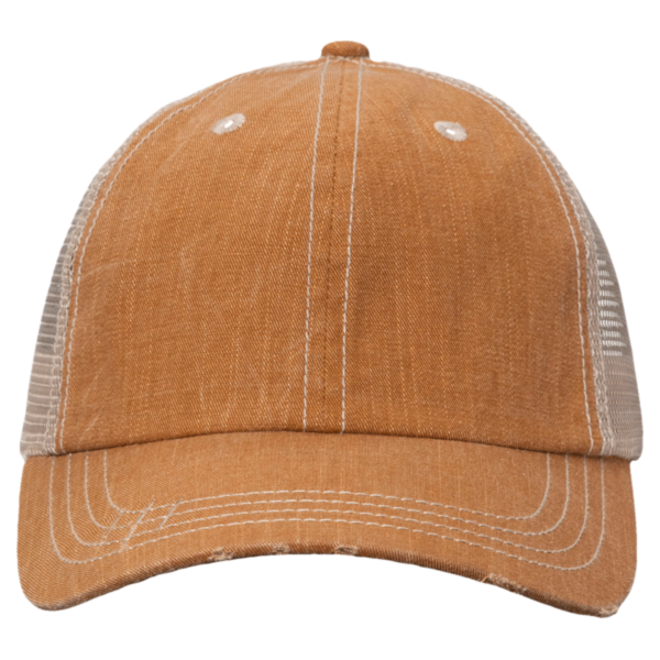 Valucap Contrast Stitch Cap, Golden Brown / Khaki, Front view