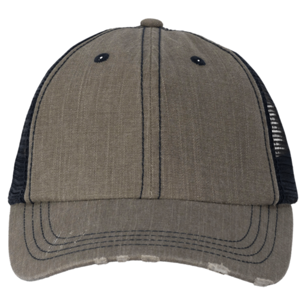 Valucap Contrast Stitch Cap, Olive Green / Navy, Front view