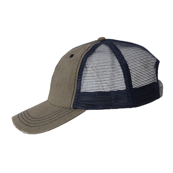 Valucap Contrast Stitch Cap, Olive Green / Navy, Left Side view