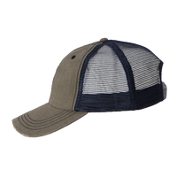 Valucap Contrast Stitch Cap, Olive Green / Navy, Left Side view