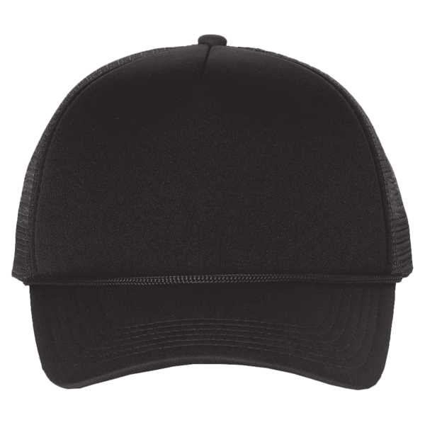 Valucap Foam Mesh-Back Trucker Cap, Black / Black / Black, Front view