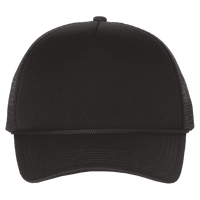 Valucap Foam Mesh-Back Trucker Cap, Black / Black / Black, Front view